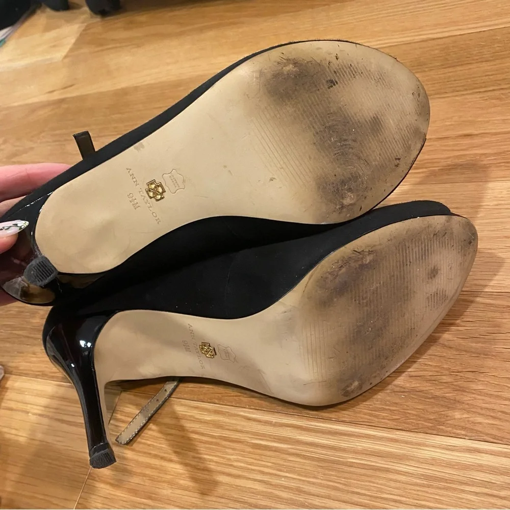 Ann Taylor Suede Peep Toe Stilettos - Picture 9 of 9